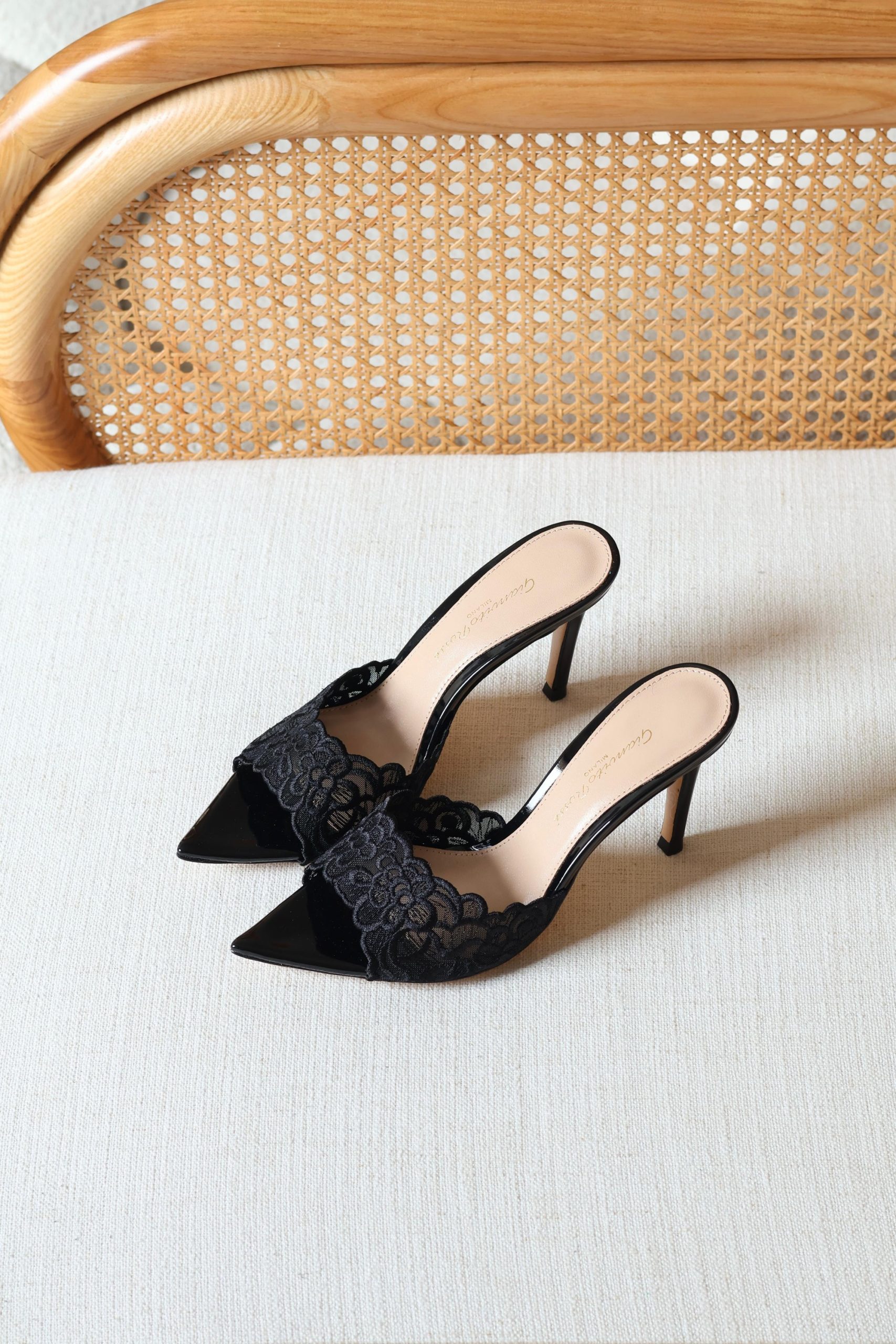 Gianvito Rossi Milano White Lace Mules - Image 3