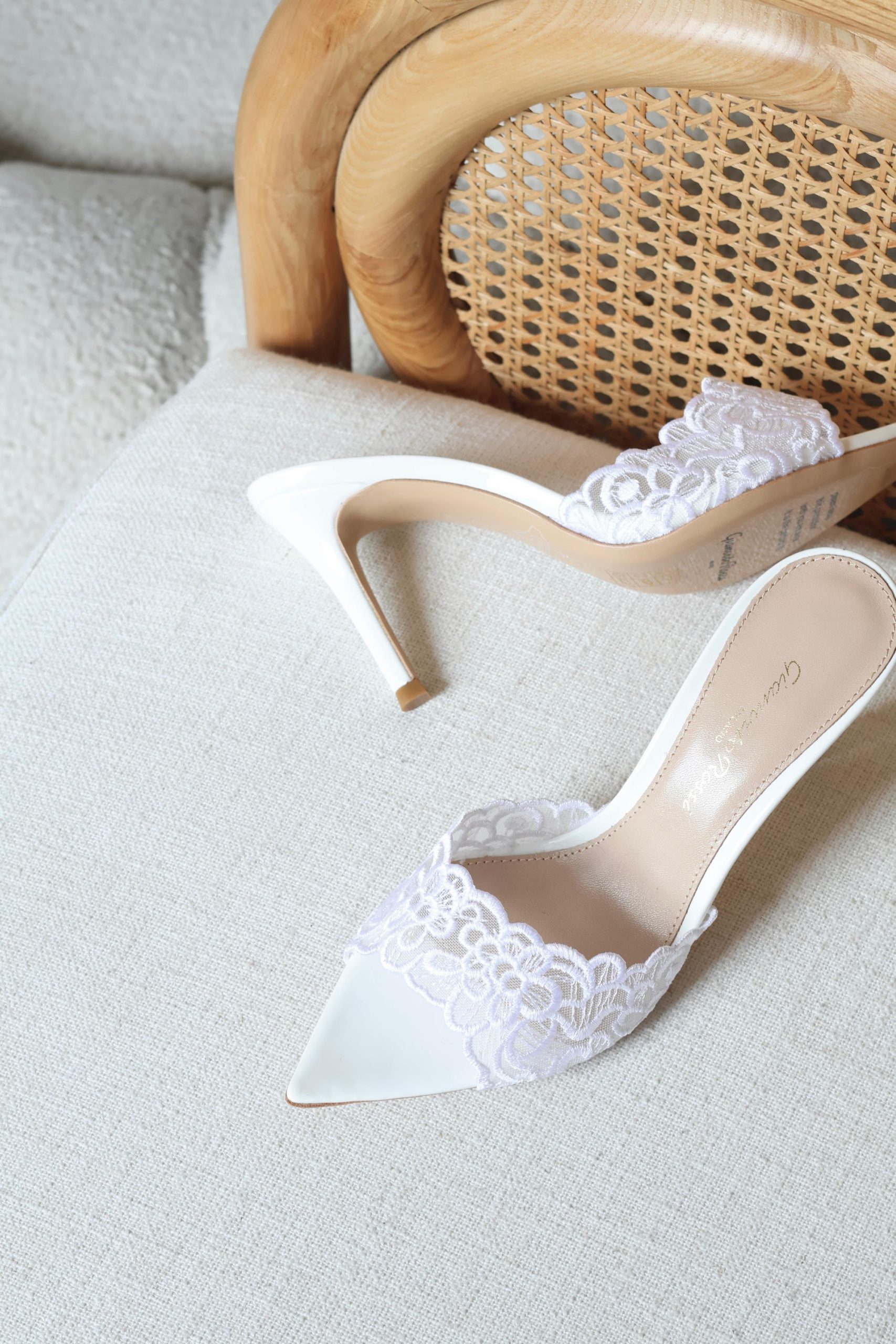 Gianvito Rossi Milano White Lace Mules - Image 2