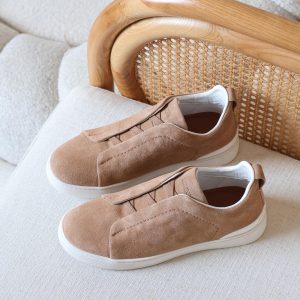 Zegna Triple Stitch Slip-On Sneakers Suede
