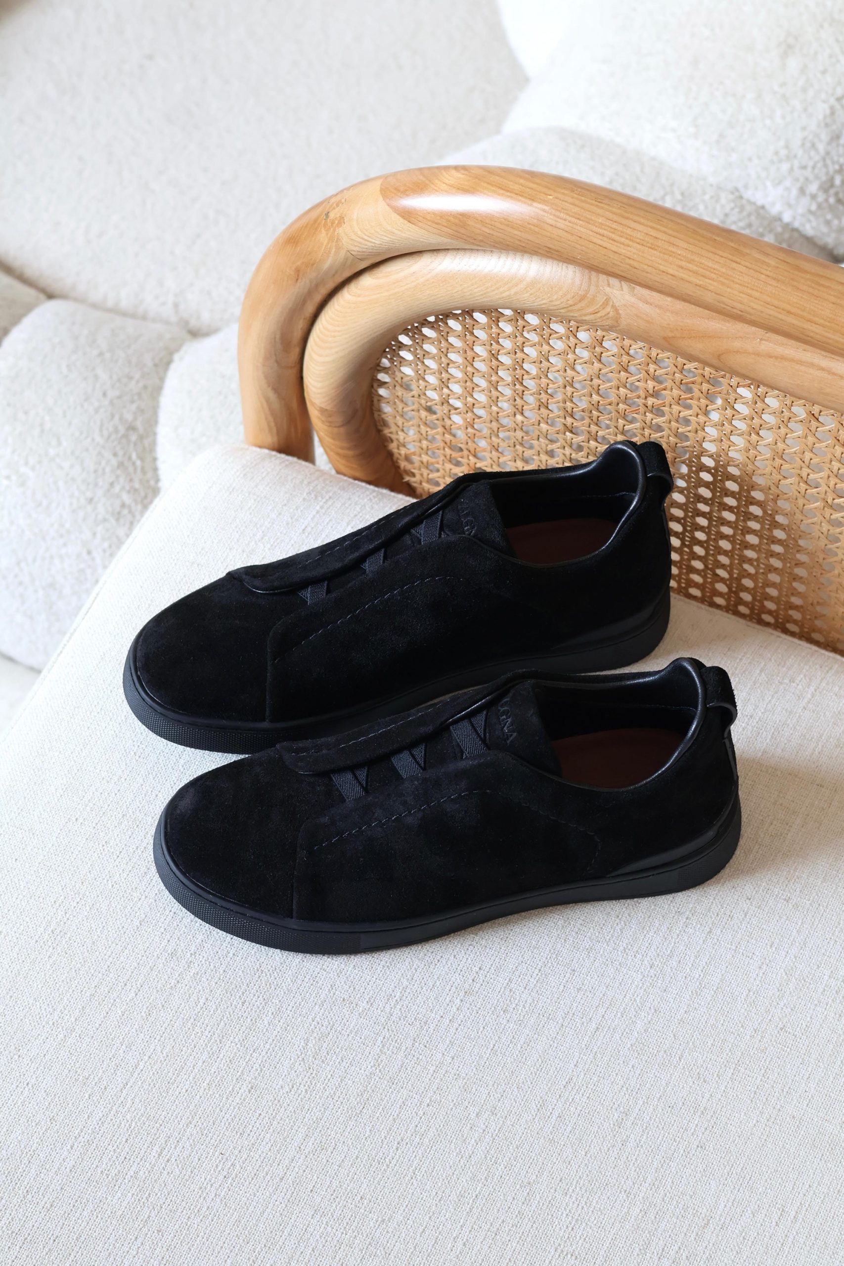Zegna Triple Stitch Slip-On Sneakers Suede - Image 2