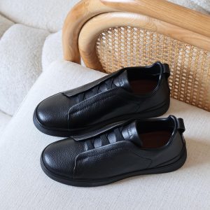 Zegna Triple Stitch Sneakers, Specifically Leather Signature Crisscross Elastic