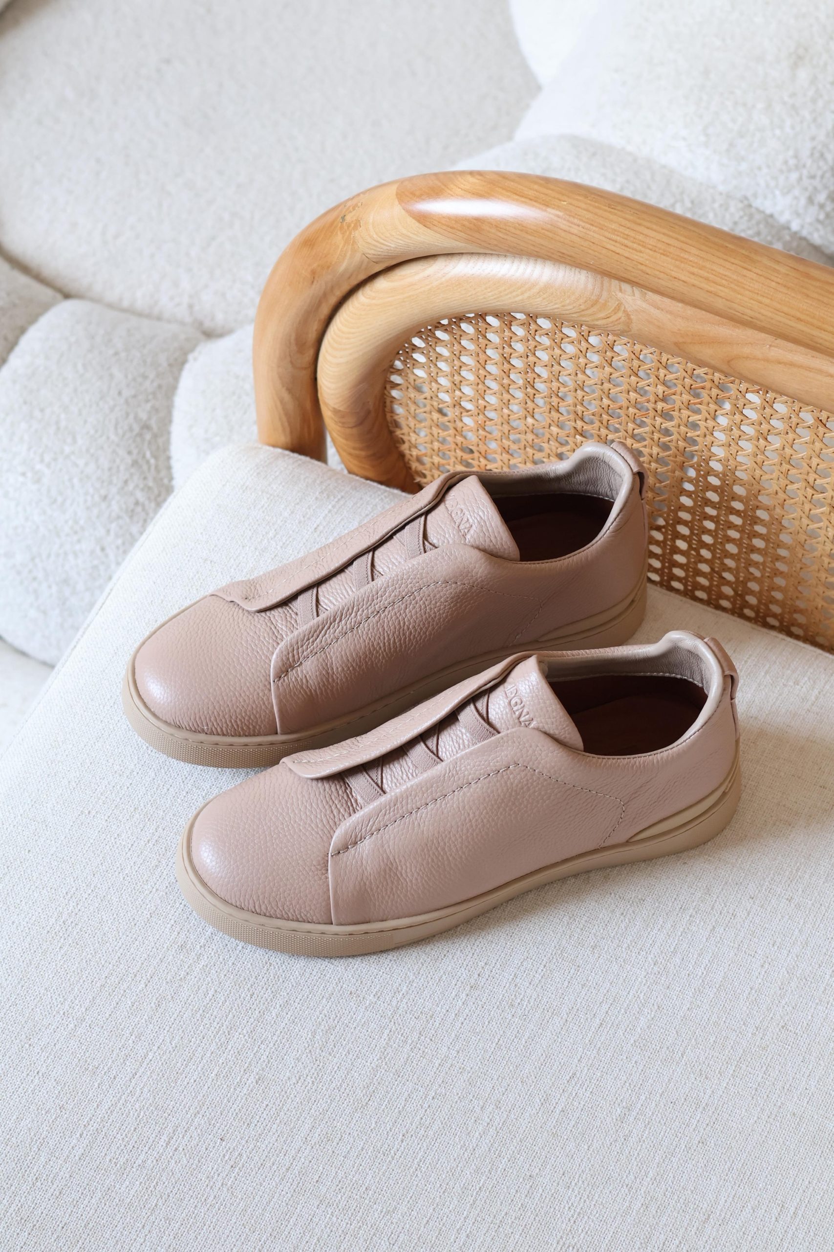 Zegna Triple Stitch Sneakers, Specifically Leather Signature Crisscross Elastic - Image 2