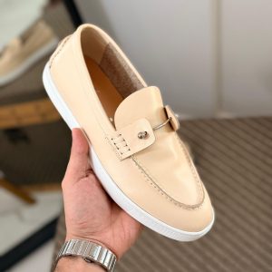 Christian Louboutin Chambeliboat Loafers Leather Upper And A Silver Tone Barbell