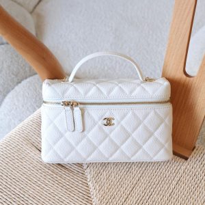 Chanel Long Vanity With Chain Quilted Caviar Leather