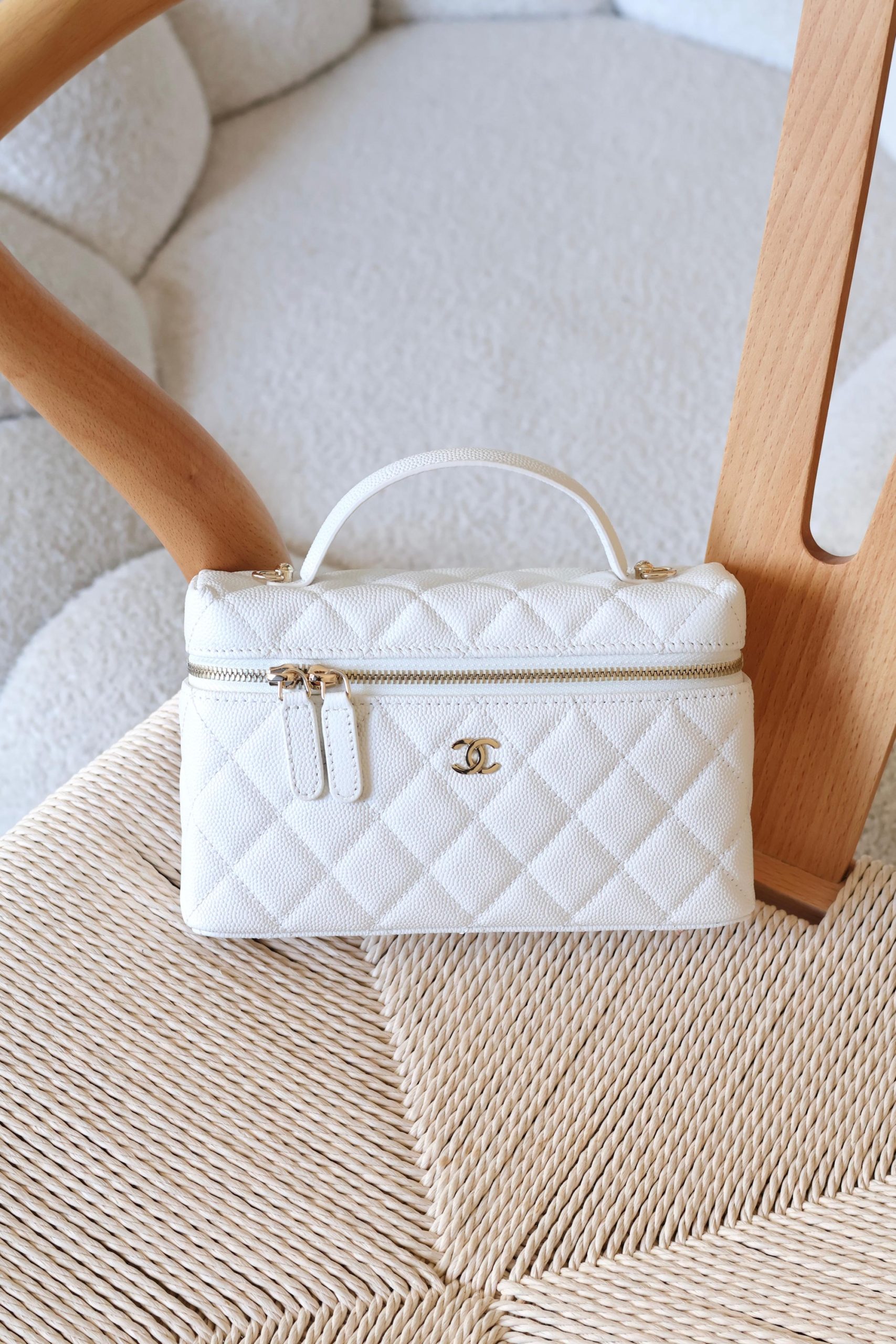 Chanel Long Vanity With Chain Quilted Caviar Leather