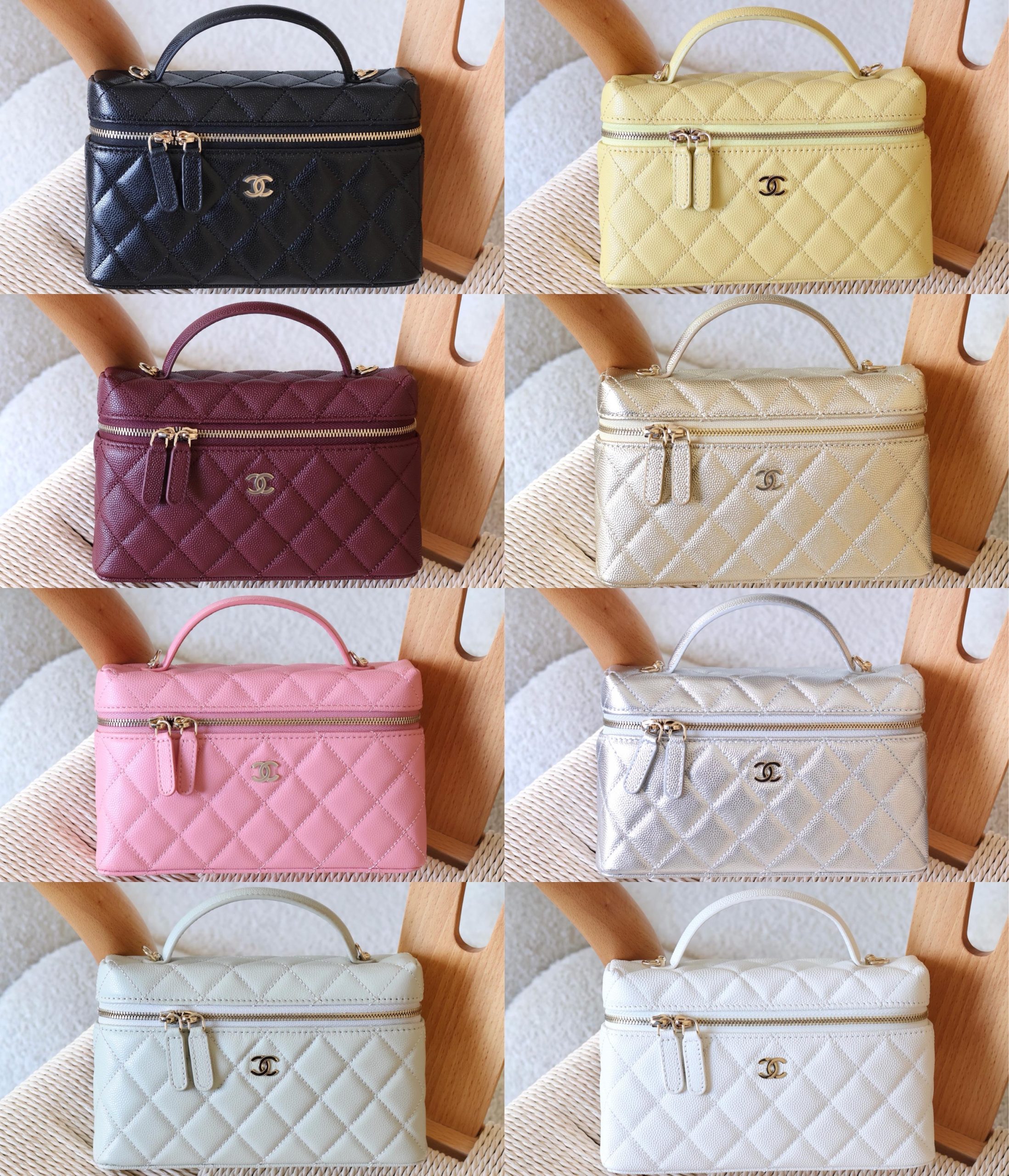 Chanel Long Vanity With Chain Quilted Caviar Leather - Image 9