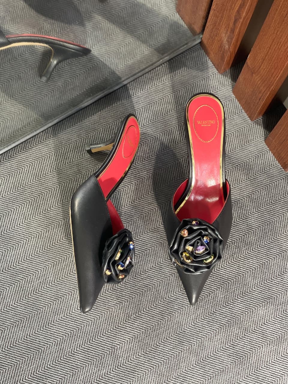 Valentino Garavani Drip Rose Pointed Toe Mules - Image 2