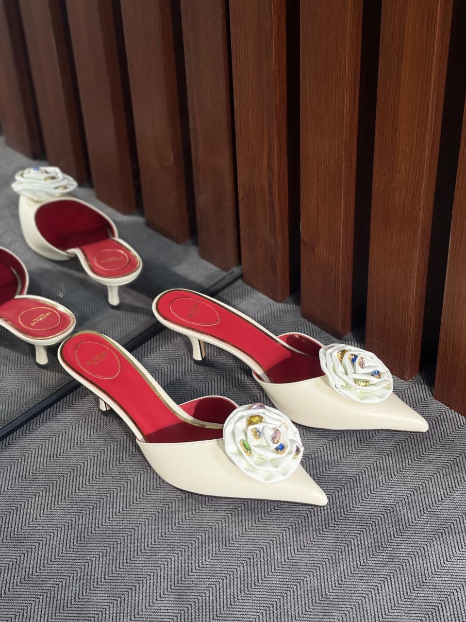 Valentino Garavani Drip Rose Pointed Toe Mules - Image 3