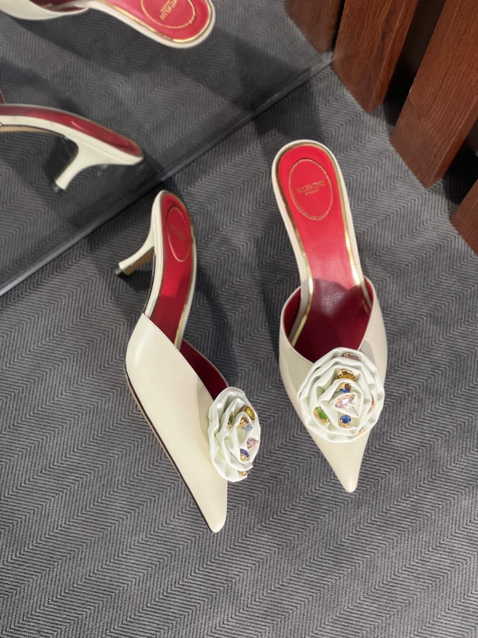 Valentino Garavani Drip Rose Pointed Toe Mules - Image 4