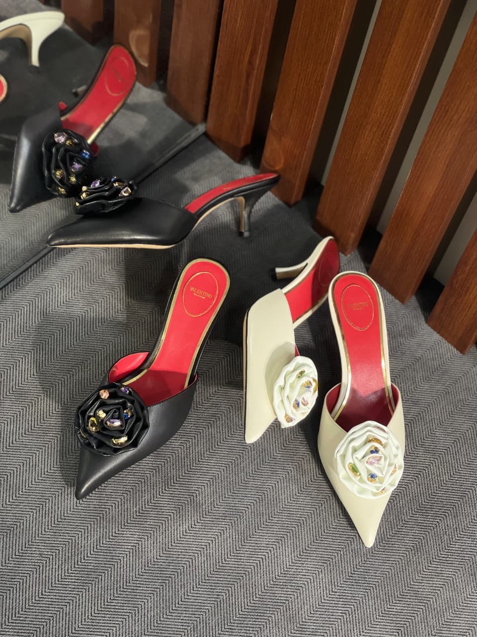 Valentino Garavani Drip Rose Pointed Toe Mules - Image 5