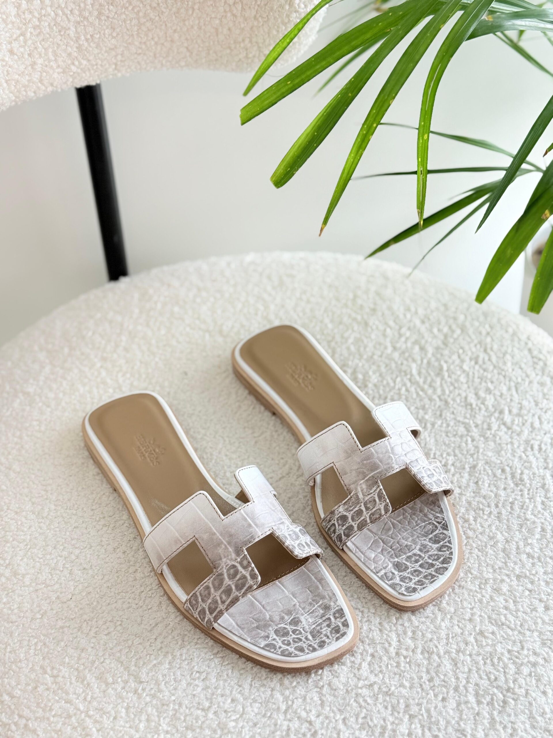 Hermès Oran Sandals Rare Himalaya Crocodile Leather