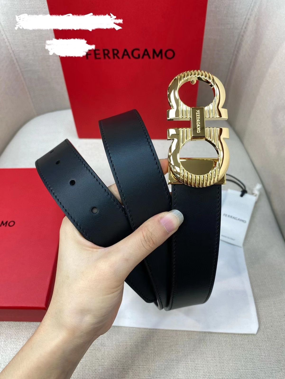 Ferragamo Reversible Gancini Belt Black Calf Leather - Image 8