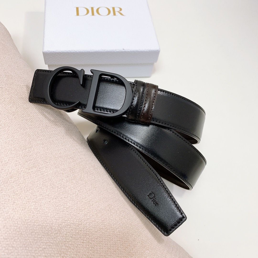 Dior Belt Features Matte Black CD Buckle - Image 3