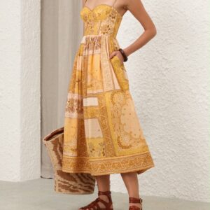 ZIMMERMANN Lucky Corset Midi Dress