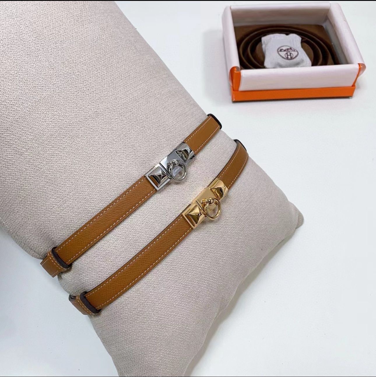 Hermès Rivale Belts Crafted From Epsom Calfskin Leather. - Image 8