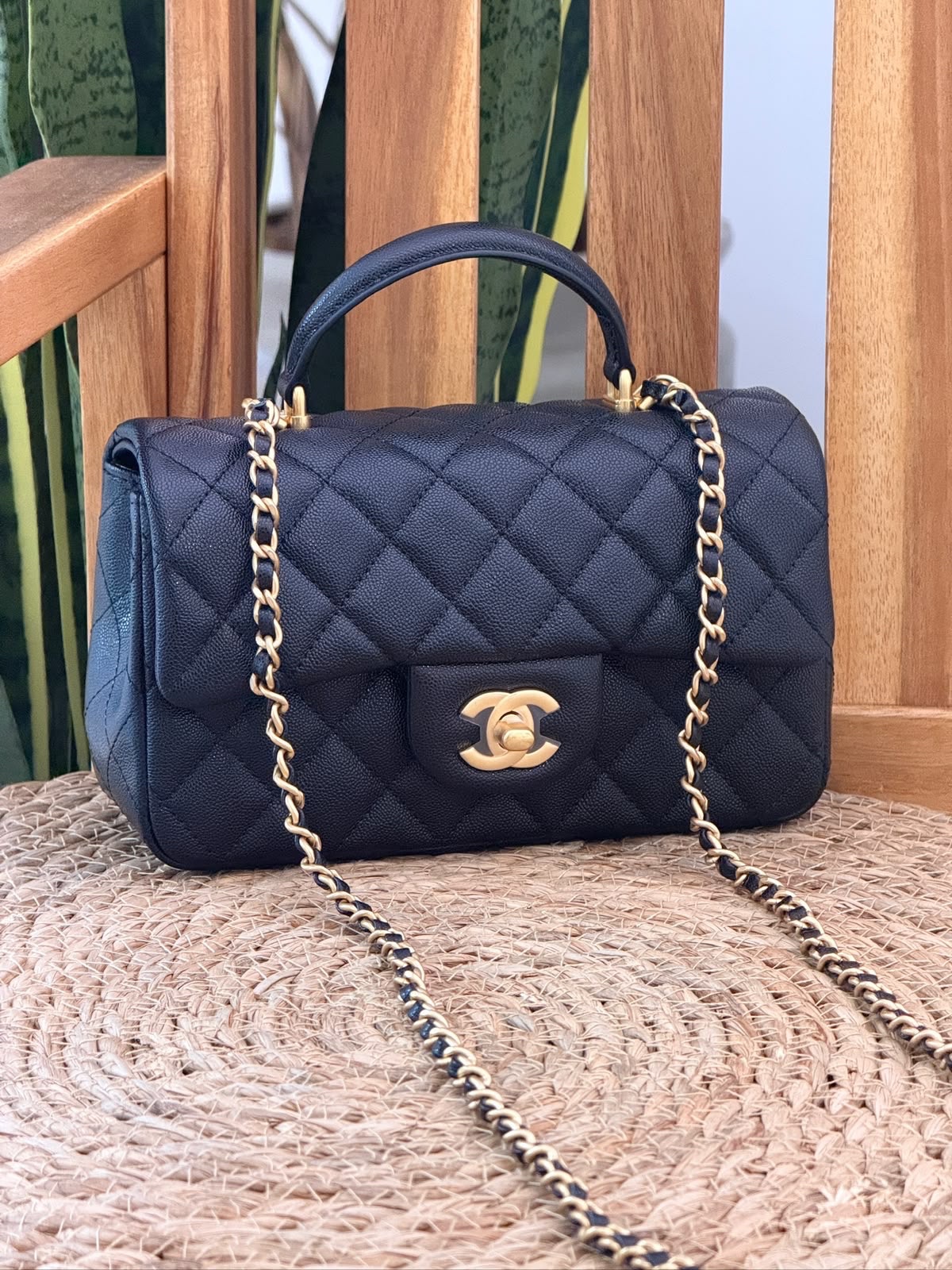 black Chanel Caviar Mini Rectangular Flap Bag