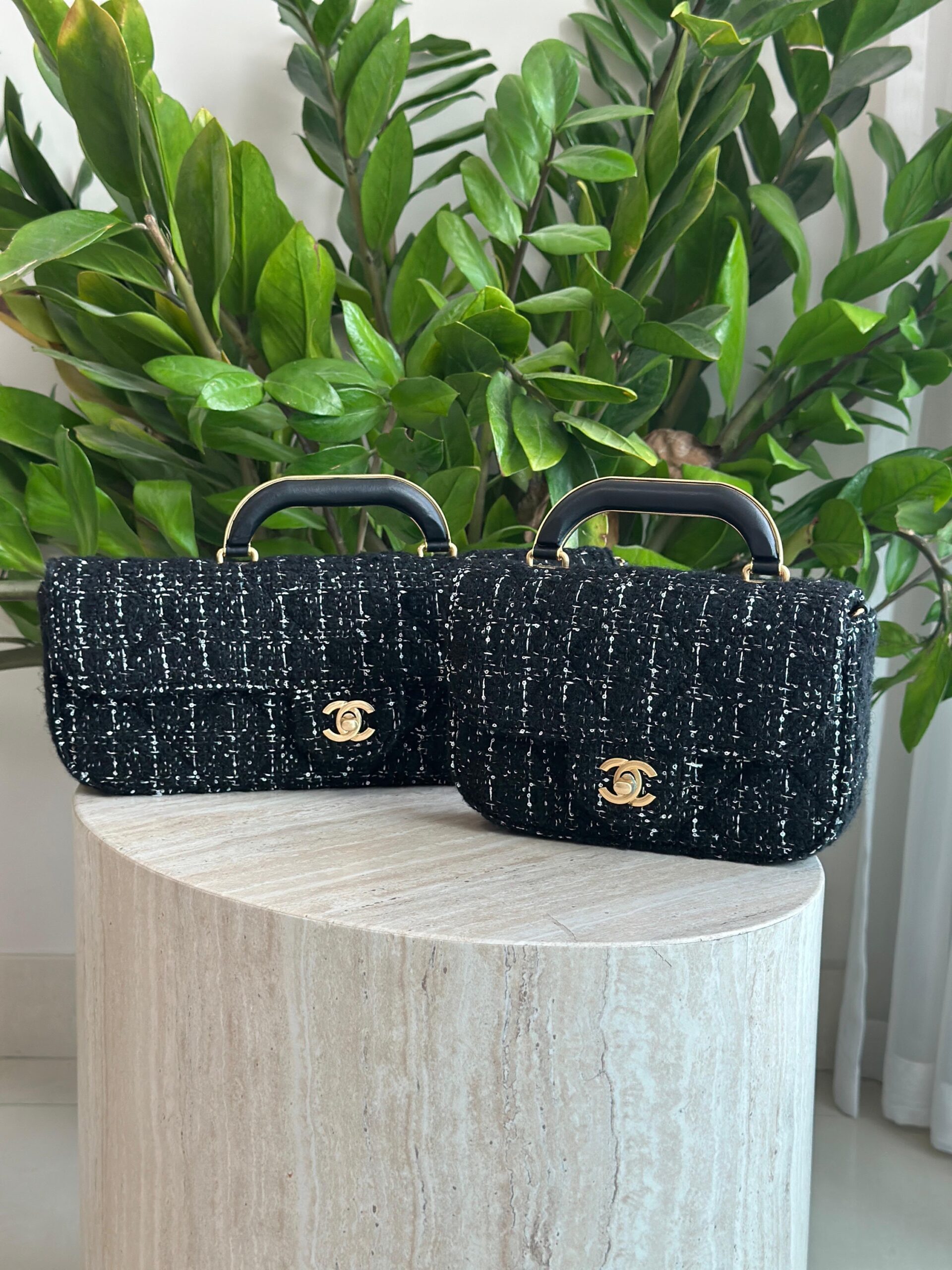 Chanel Bag Is A Structured Black Tweed Piece - Image 2