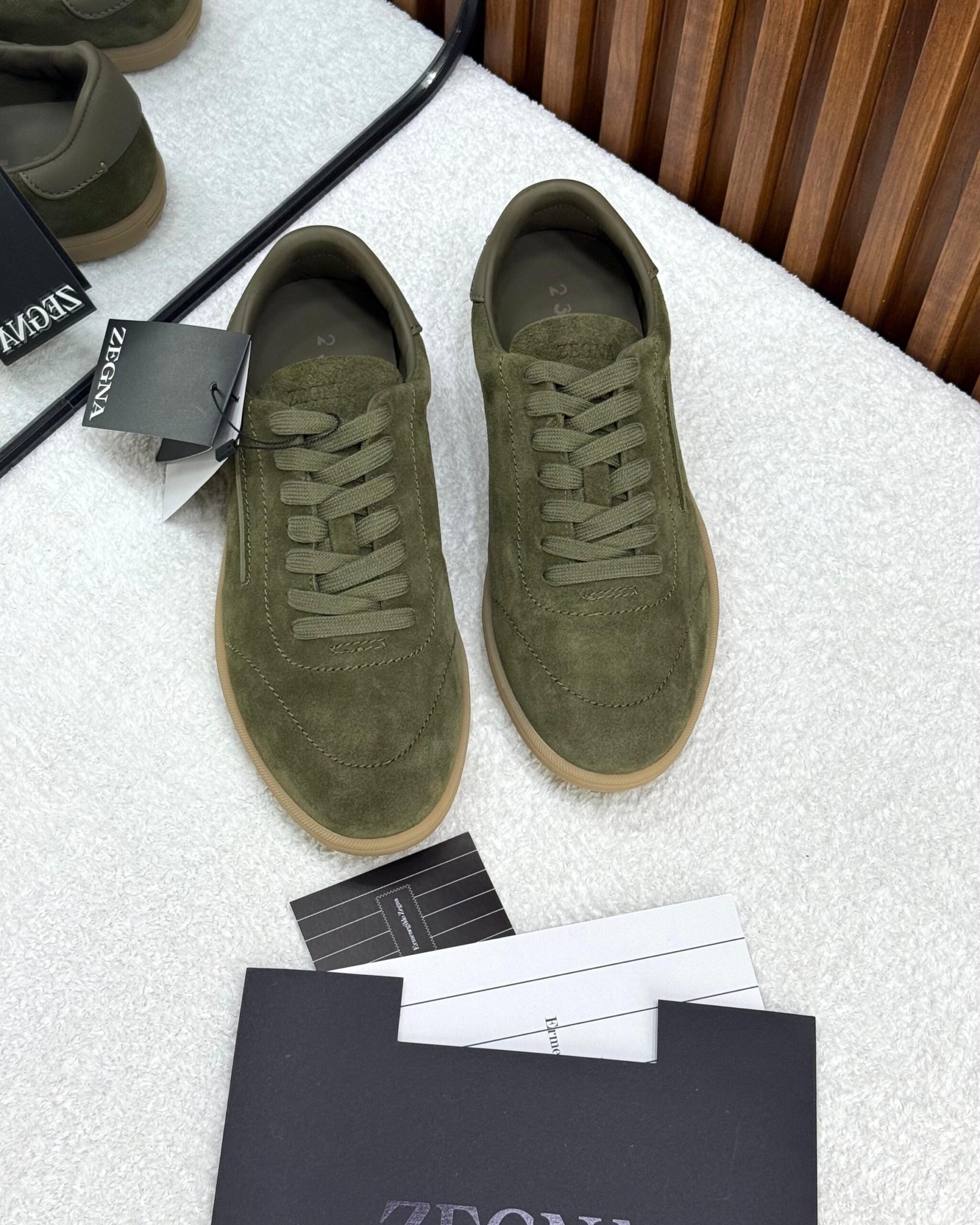 Zegna Beige Suede Sneakers - Image 8