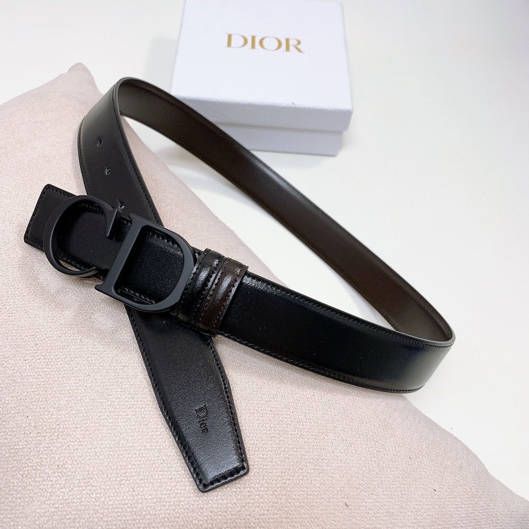 Dior Belt Features Matte Black CD Buckle - Image 2