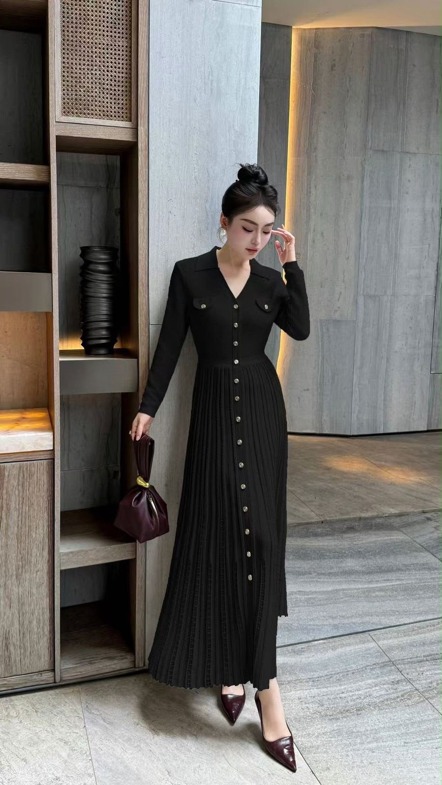 Sandro Sabah Fancy knit Maxi Dress - Image 2