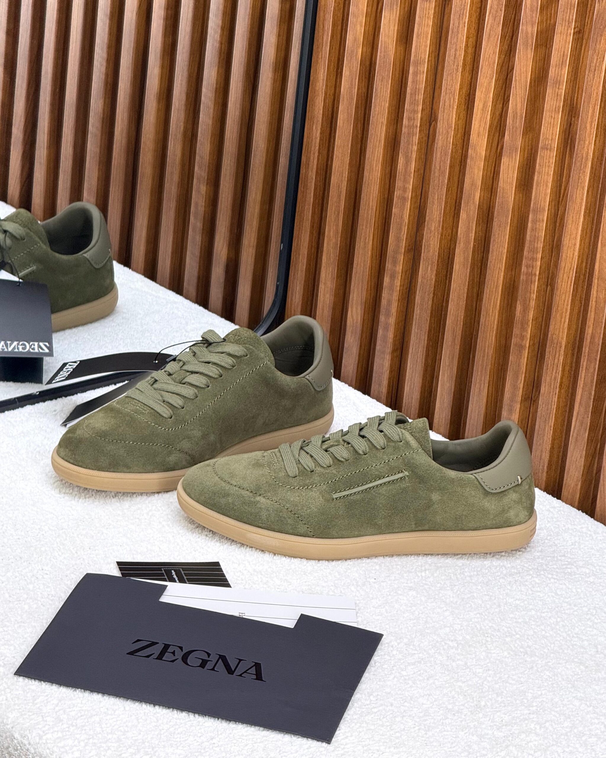 Zegna Beige Suede Sneakers - Image 9