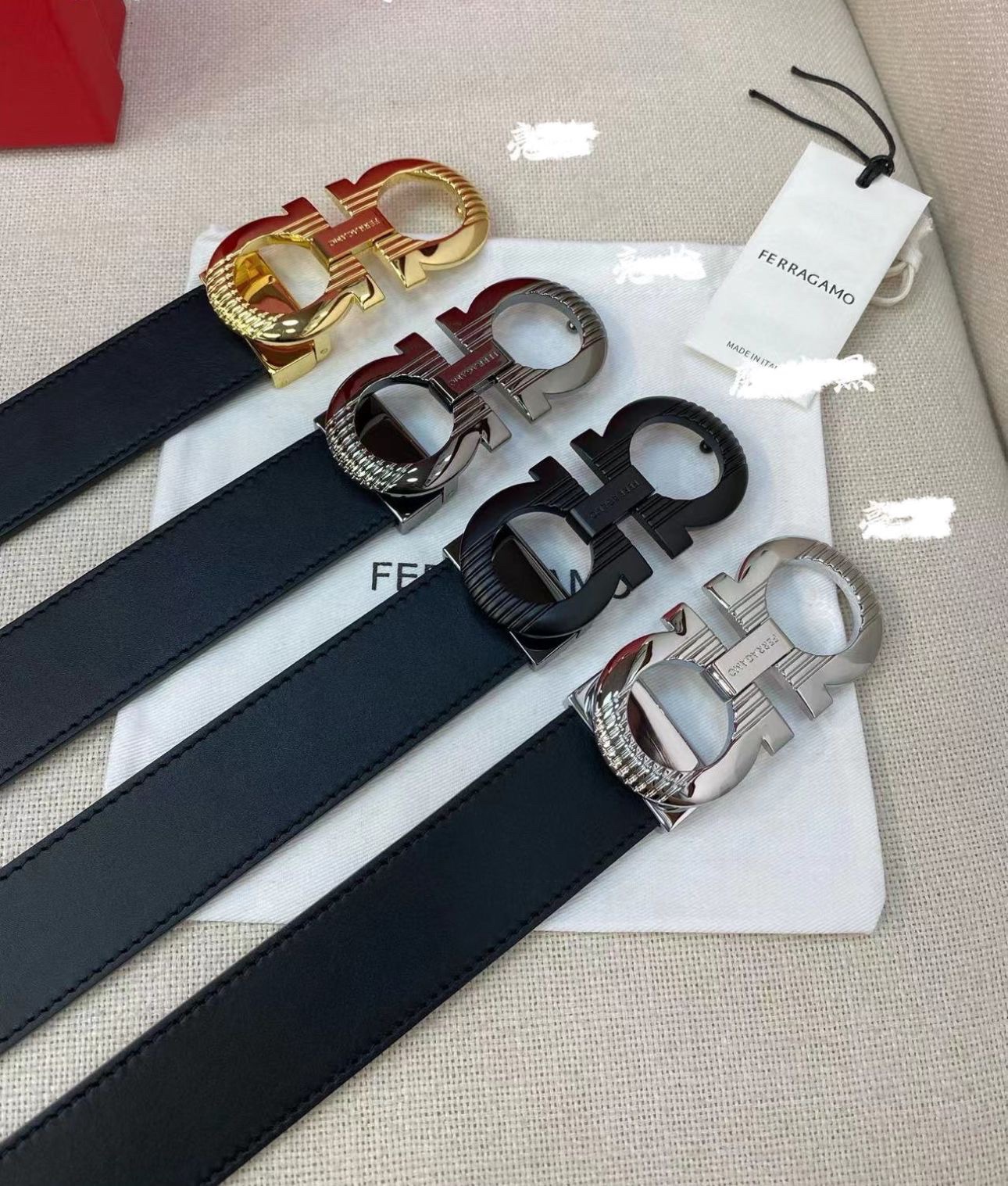 Ferragamo Gancini Belt Features Black Calf Leather Strap And Palladium - Image 7