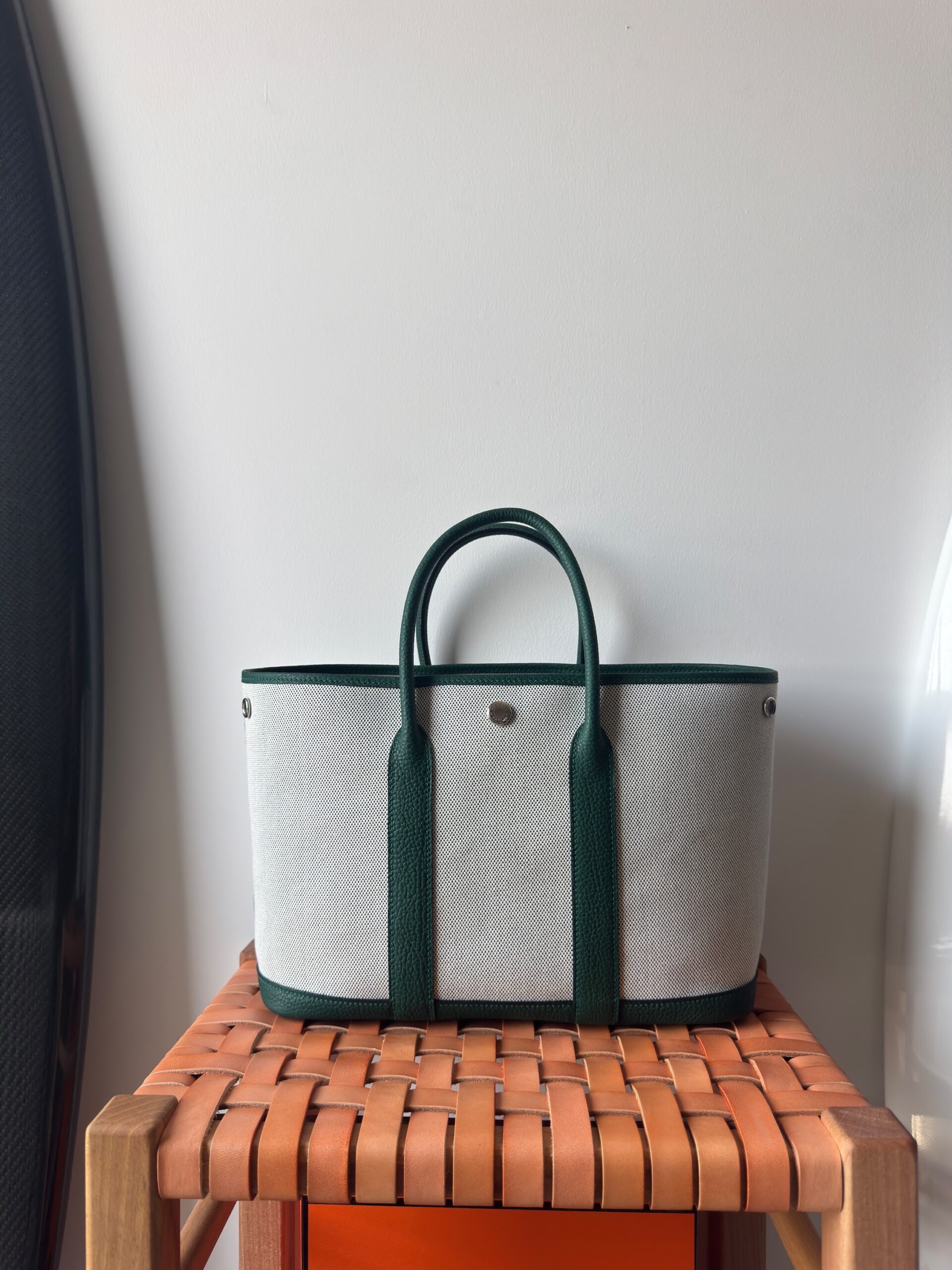 Hermès Neo Garden Party 30 Canvas With Vert Moyen Negonda Leather - Image 8