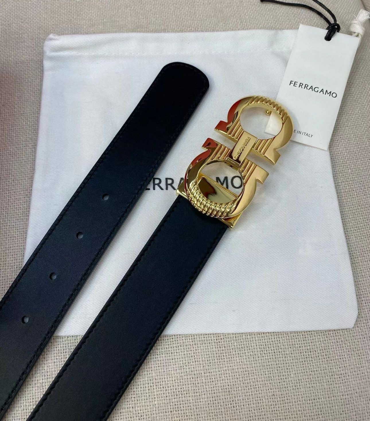 Ferragamo Reversible Gancini Belt Black Calf Leather - Image 9