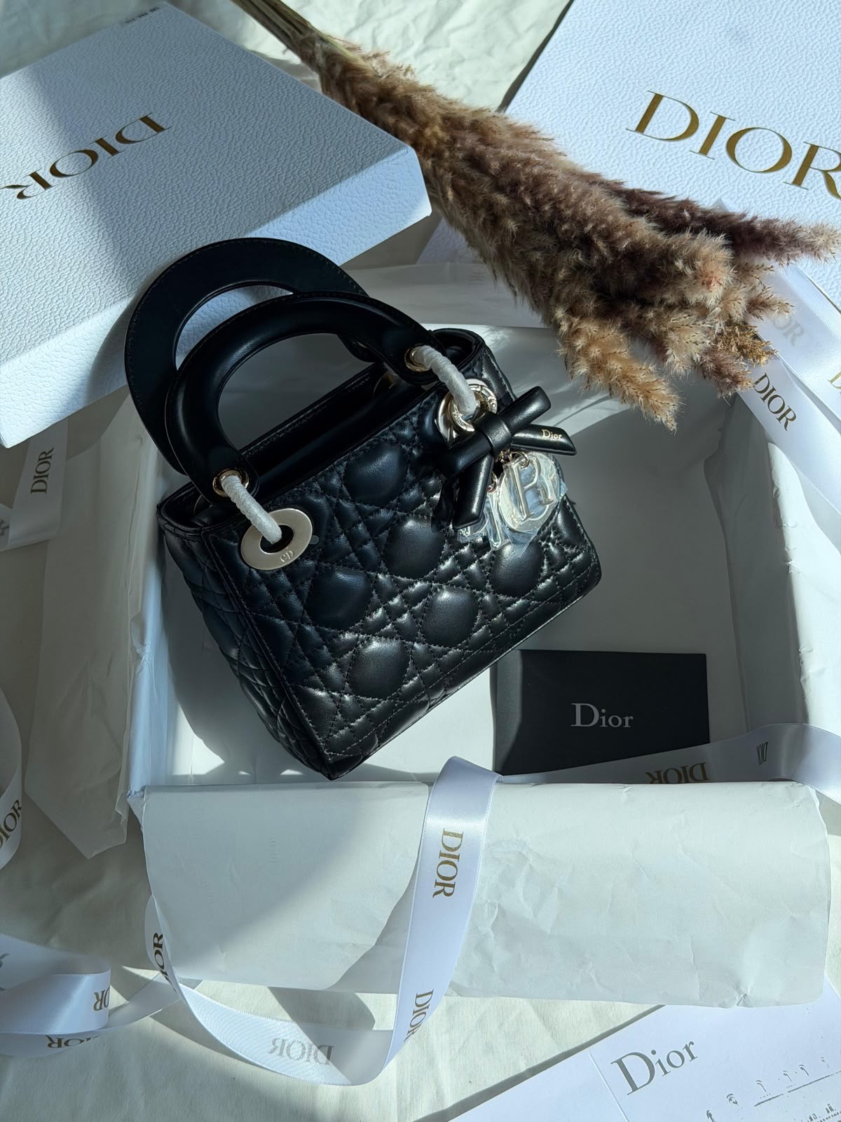 Dior Lady Dior Handbag Cannage Stitching - Image 5