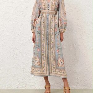 Zimmermann Roselight Plunge Midi Dress