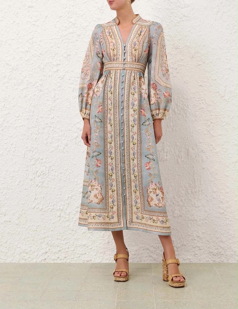 Zimmermann Roselight Plunge Midi Dress