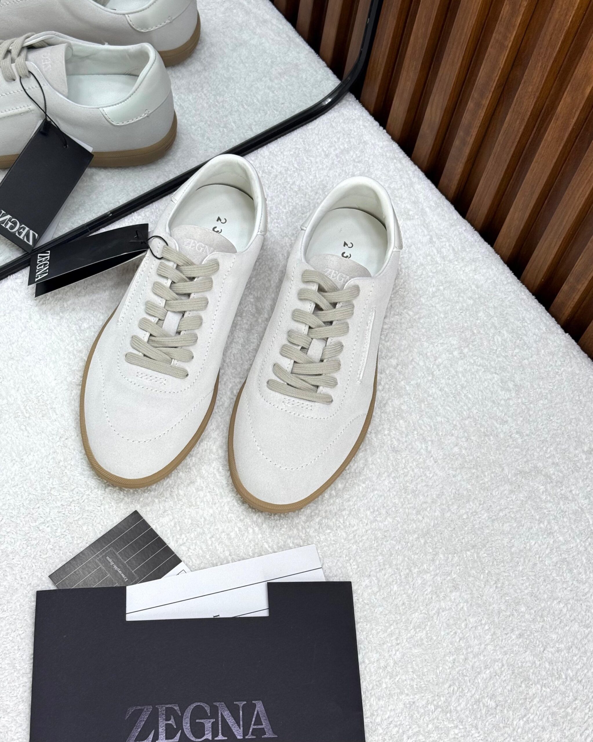 Zegna Beige Suede Sneakers - Image 3