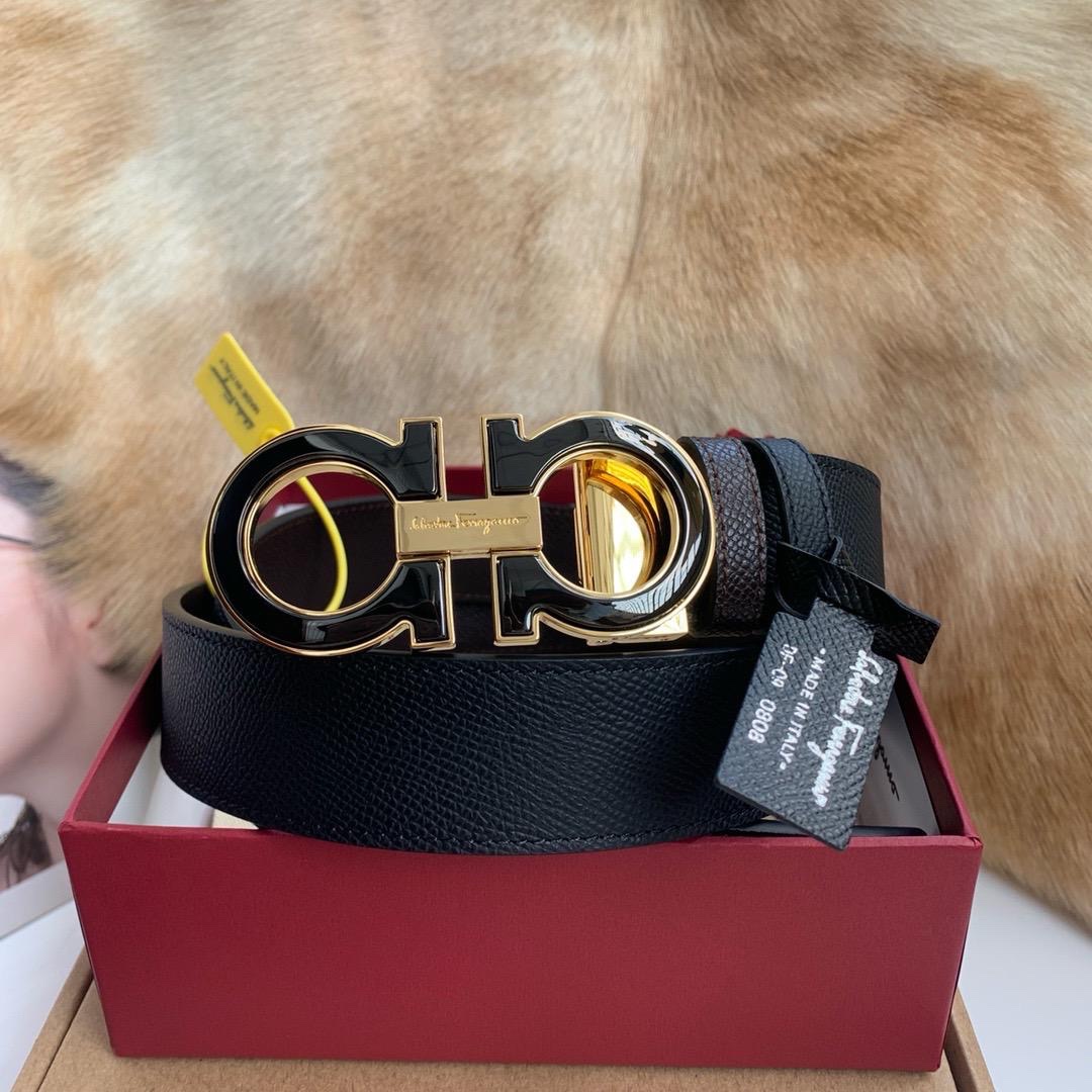 Ferragamo Gancini Belt Features Black Calf Leather Strap And Palladium - Image 5