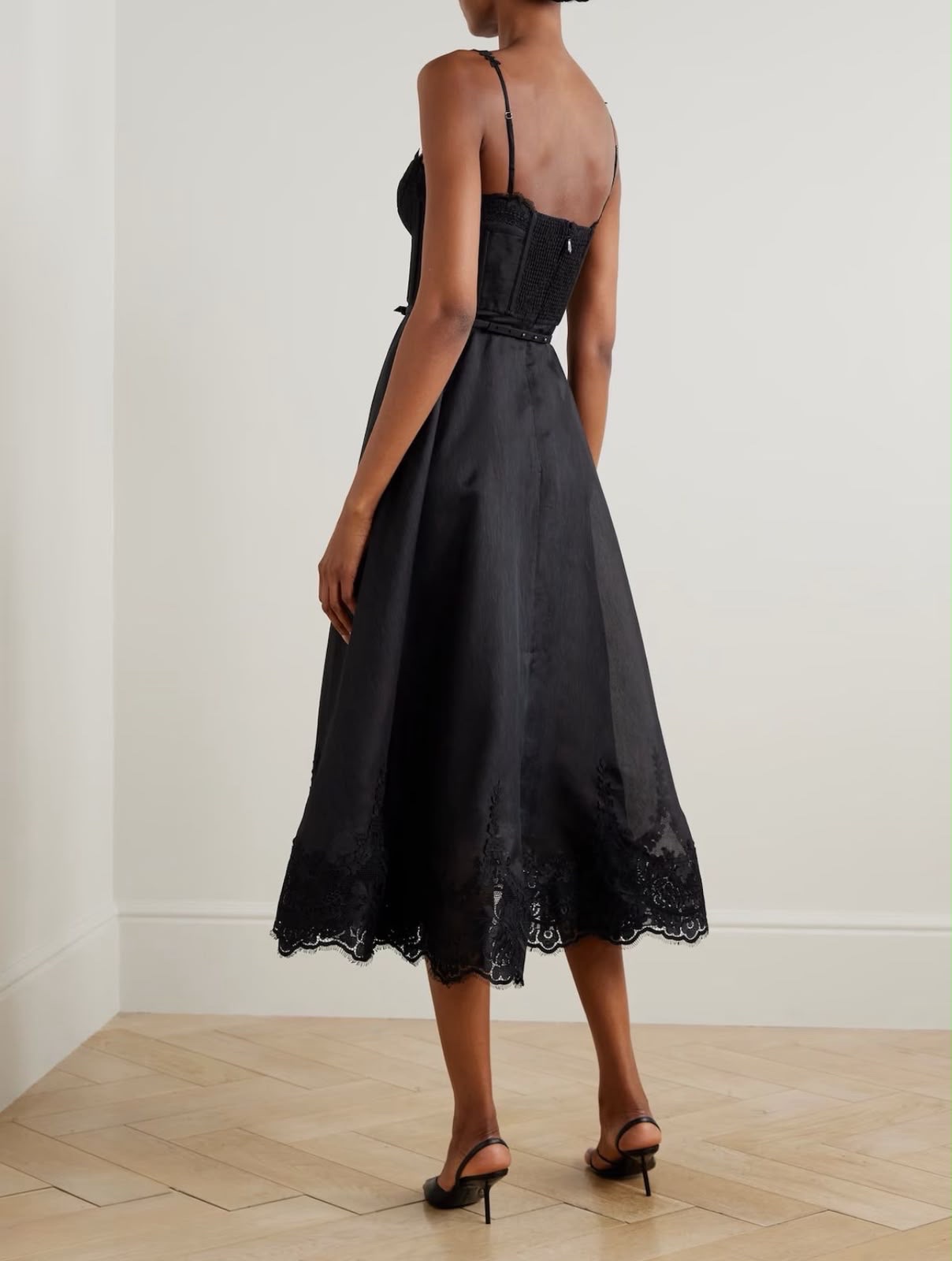 Zimmermann Black Linen And Silk Blend Midi Dress - Image 2