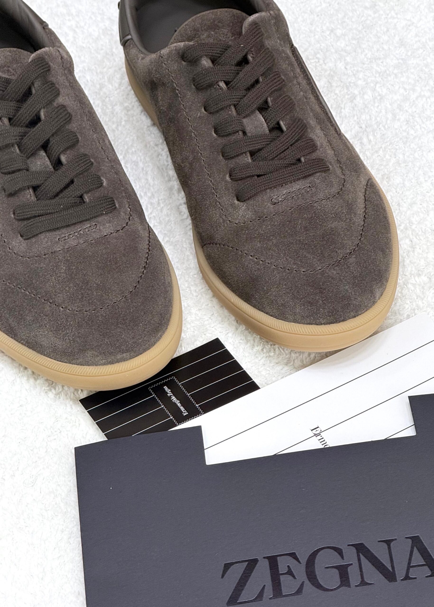 Zegna Beige Suede Sneakers - Image 5