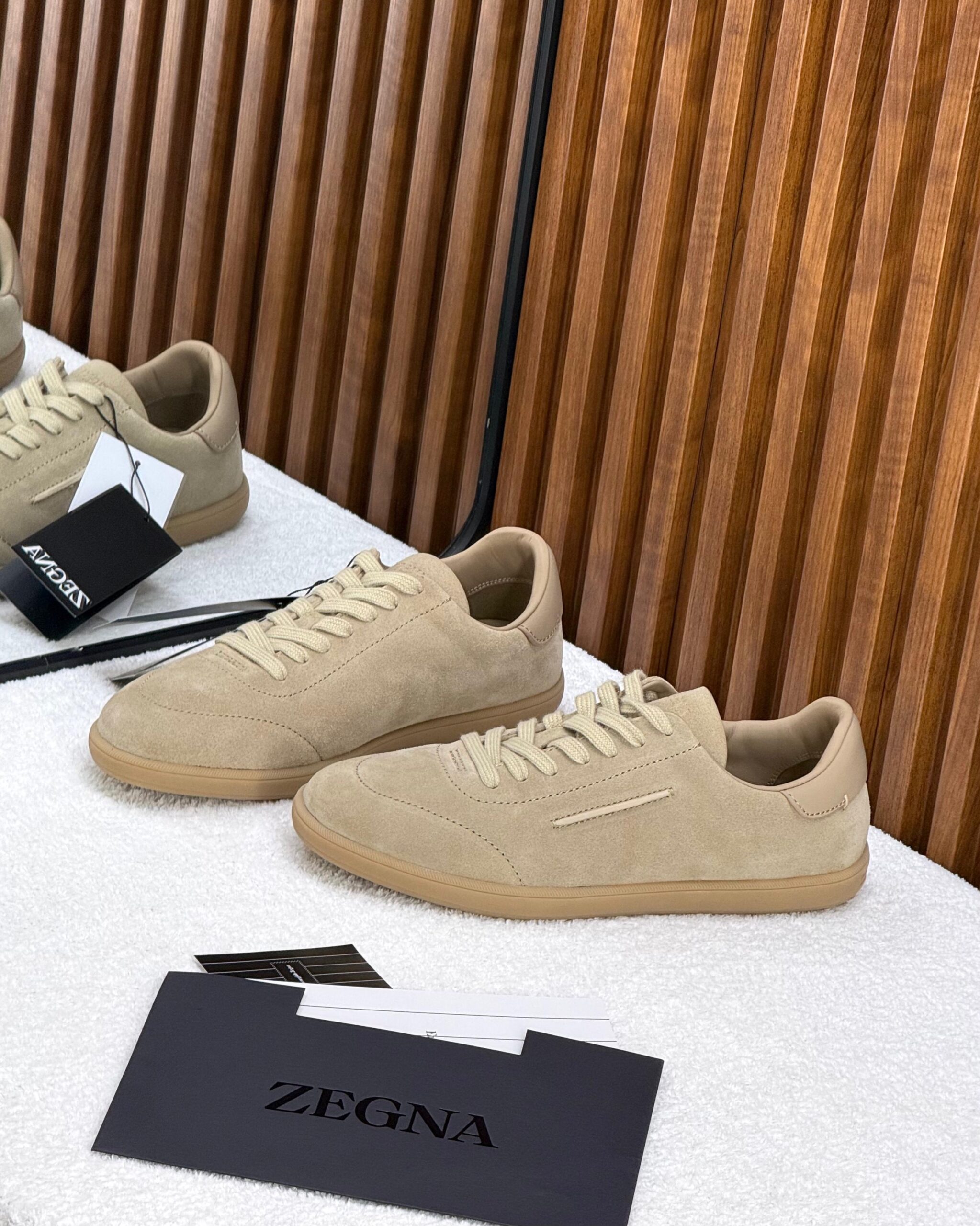 Zegna Beige Suede Sneakers - Image 2