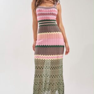 Daphné Contrast-Color knitted Midi Dress