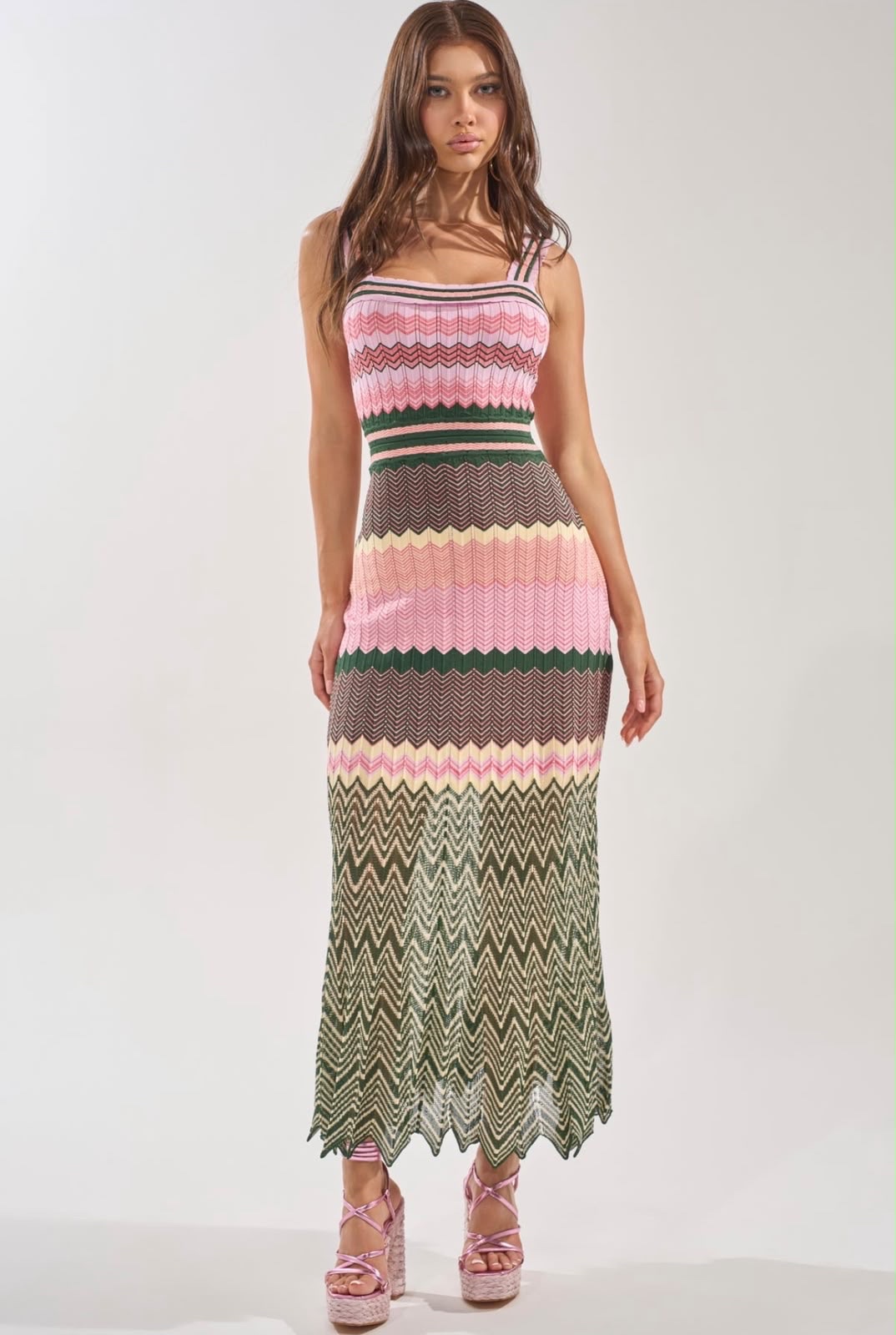Daphné Contrast-Color knitted Midi Dress