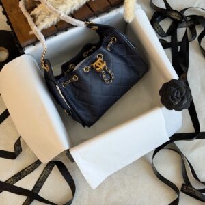 Chanel 25 Mini HandBag Suede Calfskin And Features Gold Metal Hardware