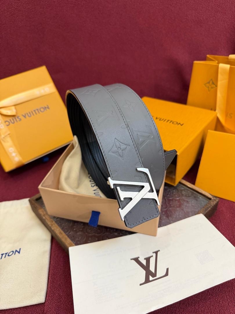 Louis Vuitton LV Shadow Reversible Belt Features Embossed Monogram Leather