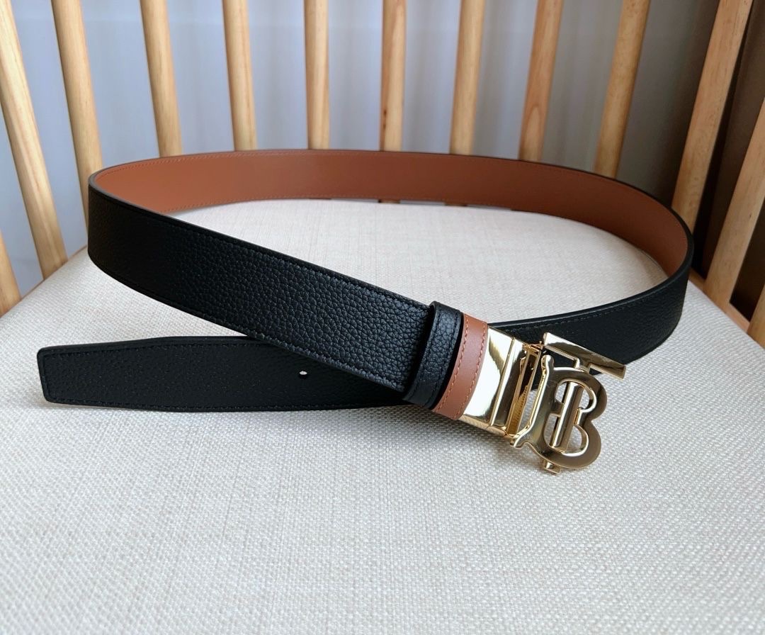 Burberry Reversible TB Belt Black Leather