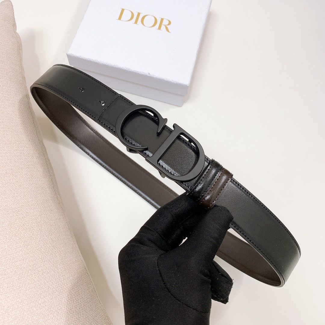 Dior Belt Features Matte Black CD Buckle - Image 4