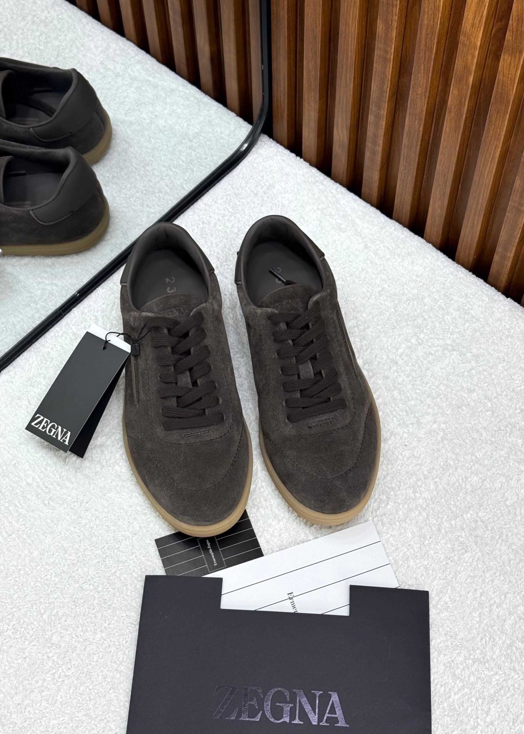 Zegna Beige Suede Sneakers - Image 4