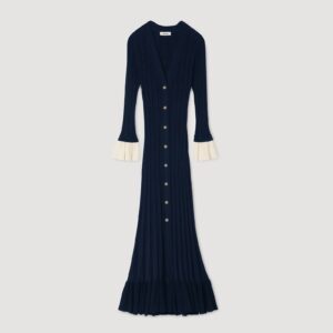Sandro "Nara" Two-Tone Knit Maxi Dress