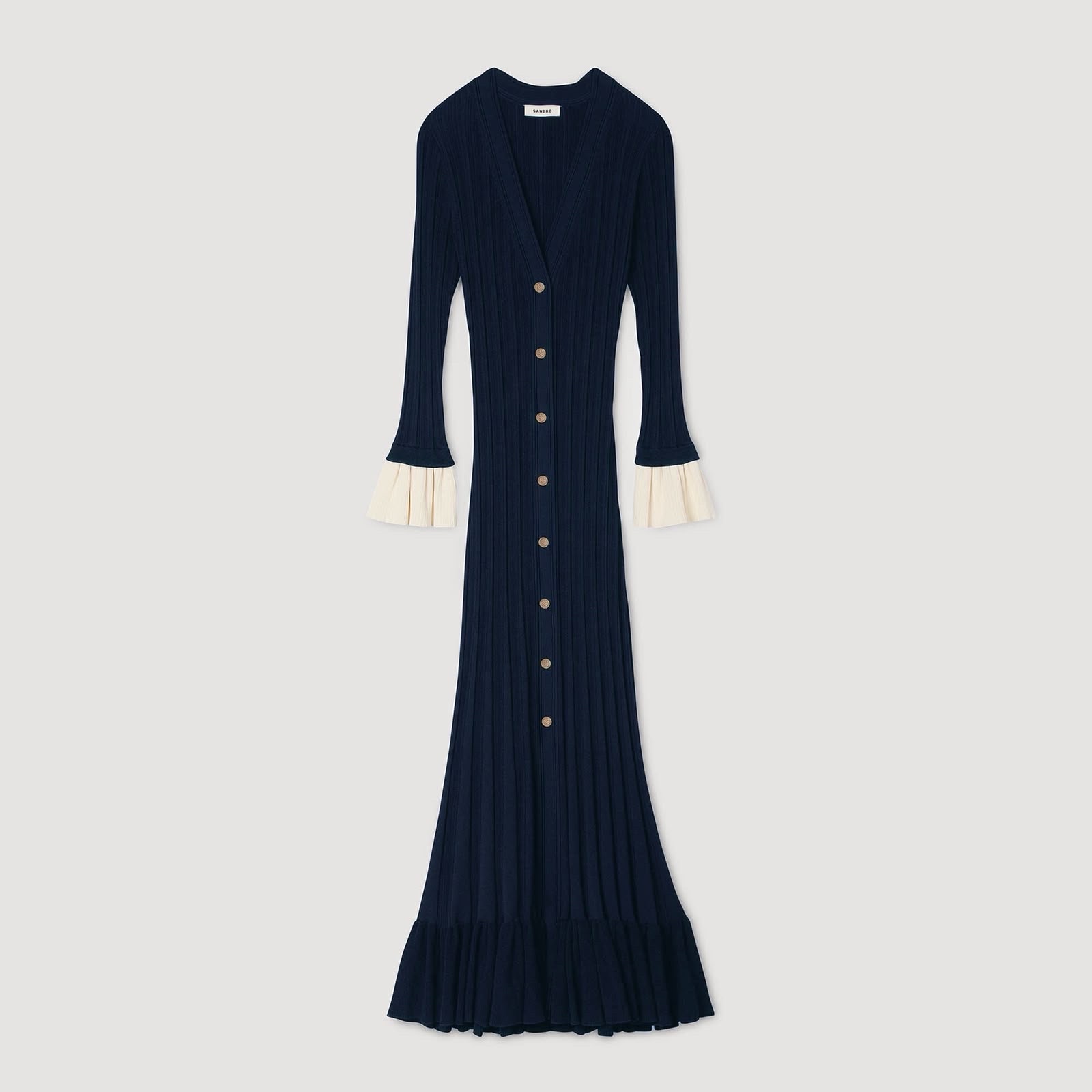 Sandro "Nara" Two-Tone Knit Maxi Dress