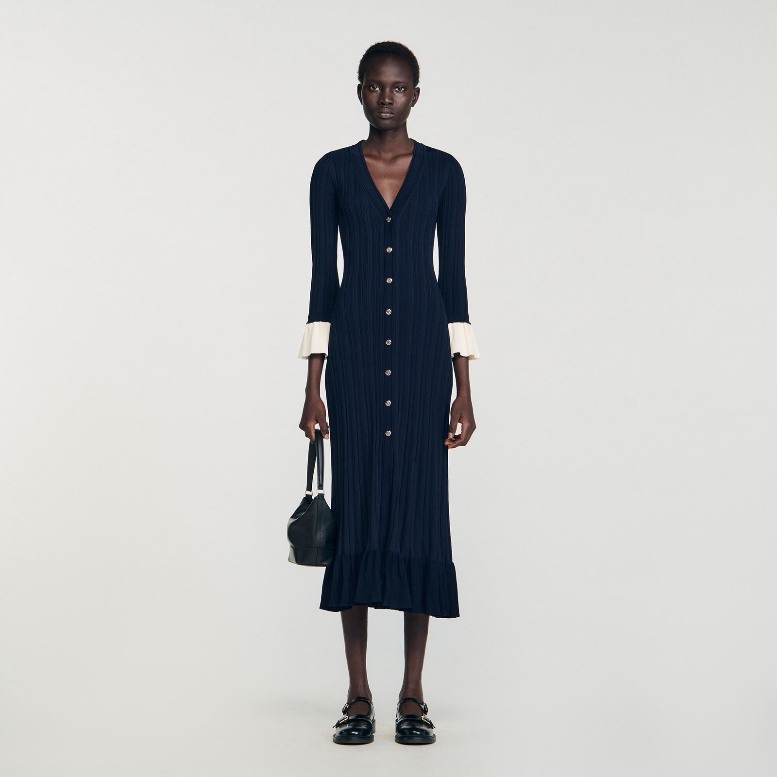 Sandro "Nara" Two-Tone Knit Maxi Dress - Image 2
