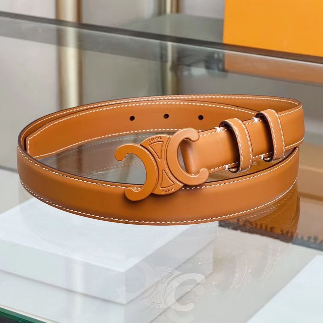 Celine Triomphe Belt In Natural Calfskin Featuring The Iconic Parisian - Image 2