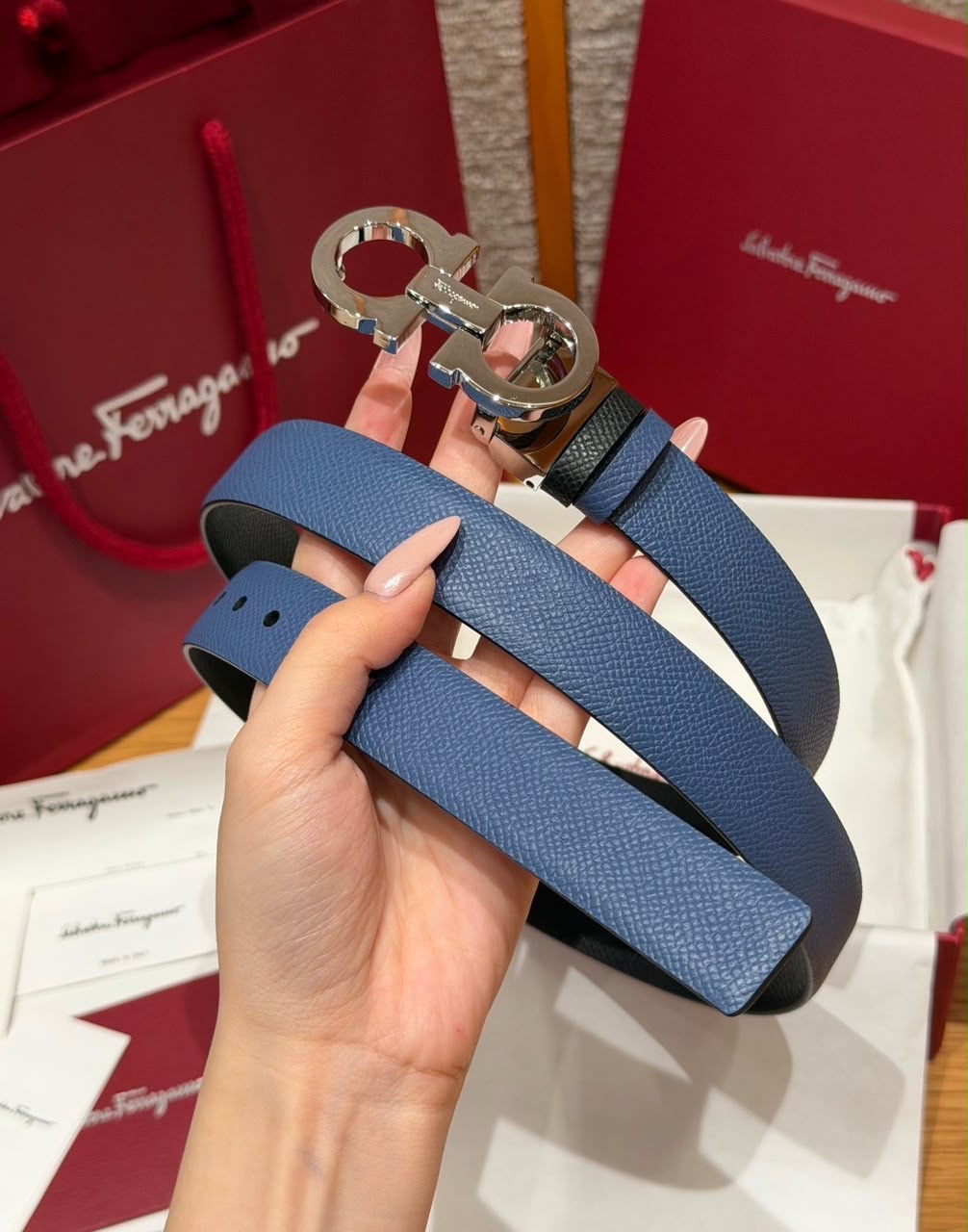 Salvatore Ferragamo Belt Features A Reversible