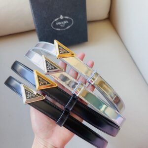 Prada Belts Are Adorned With The Iconic Enameled-Metal Triangle Logo