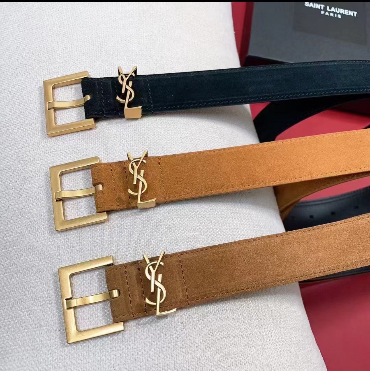 Saint Laurent Suede Calfskin Monogram Belt - Image 4